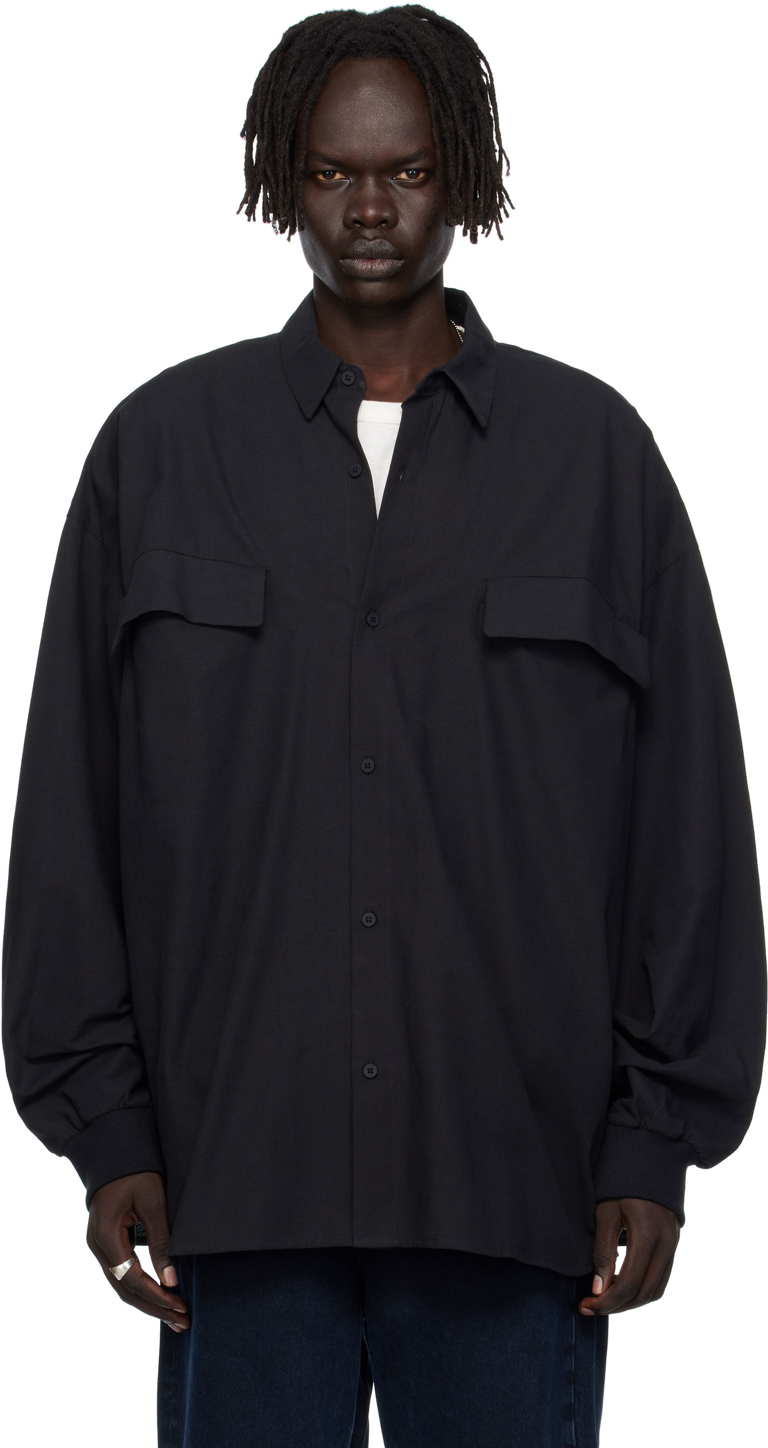 Skjorte Fear of God Fear of God ESSENTIALS Oxford Shirt Sort | 186SP254420F, 0