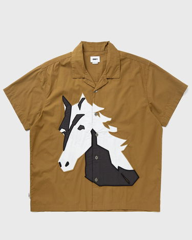 Skjorte OBEY Horse Applique Woven Shirt Brun | 181210436-BREN, 1