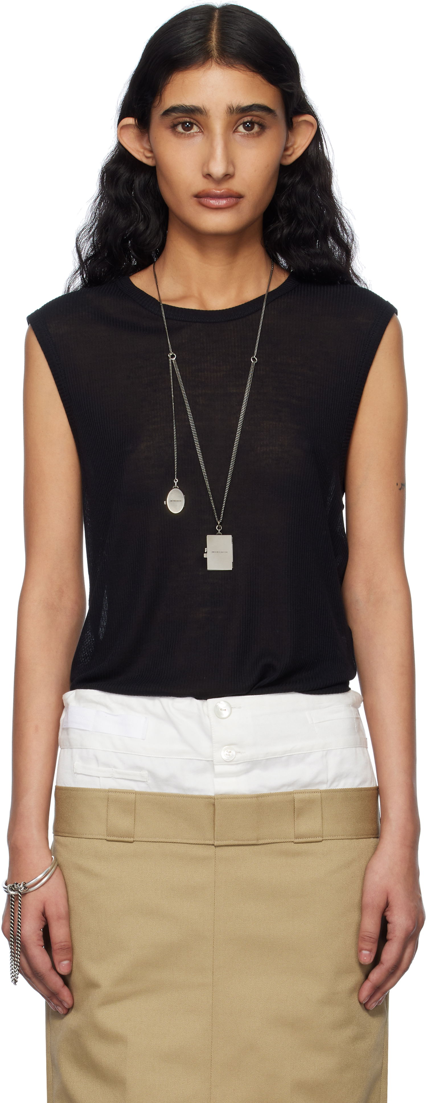 Nederdel Ann Demeulemeester Ann Demeulemeester Biba Sleeveless Tank Top Beige | 2510-W-JTO05-FA570-099, 0