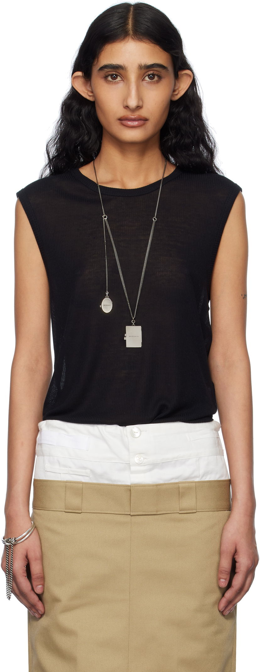 Nederdel Ann Demeulemeester Ann Demeulemeester Biba Sleeveless Tank Top Beige | 2510-W-JTO05-FA570-099