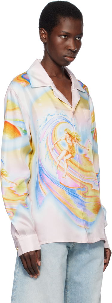 Skjorte Casablanca Casablanca Psychedelic Nirvana Print Silk Long Sleeve Shirt Lyserød | U-WS25-SH-006-05, 1