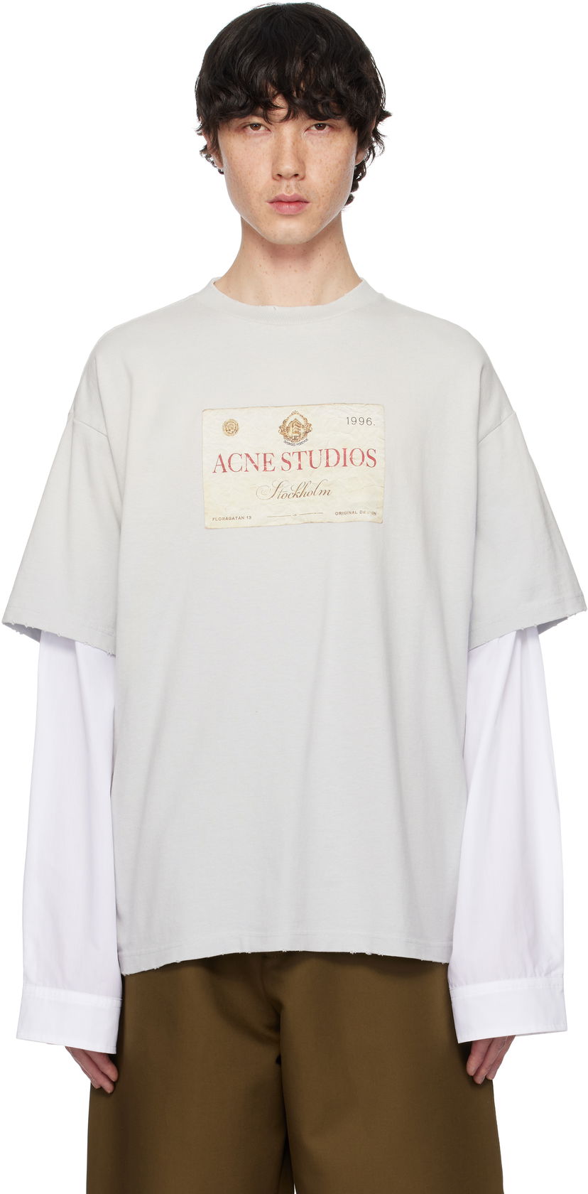 T-shirt Acne Studios Acne Studios Layered Print T-Shirt Grå | CL0322-