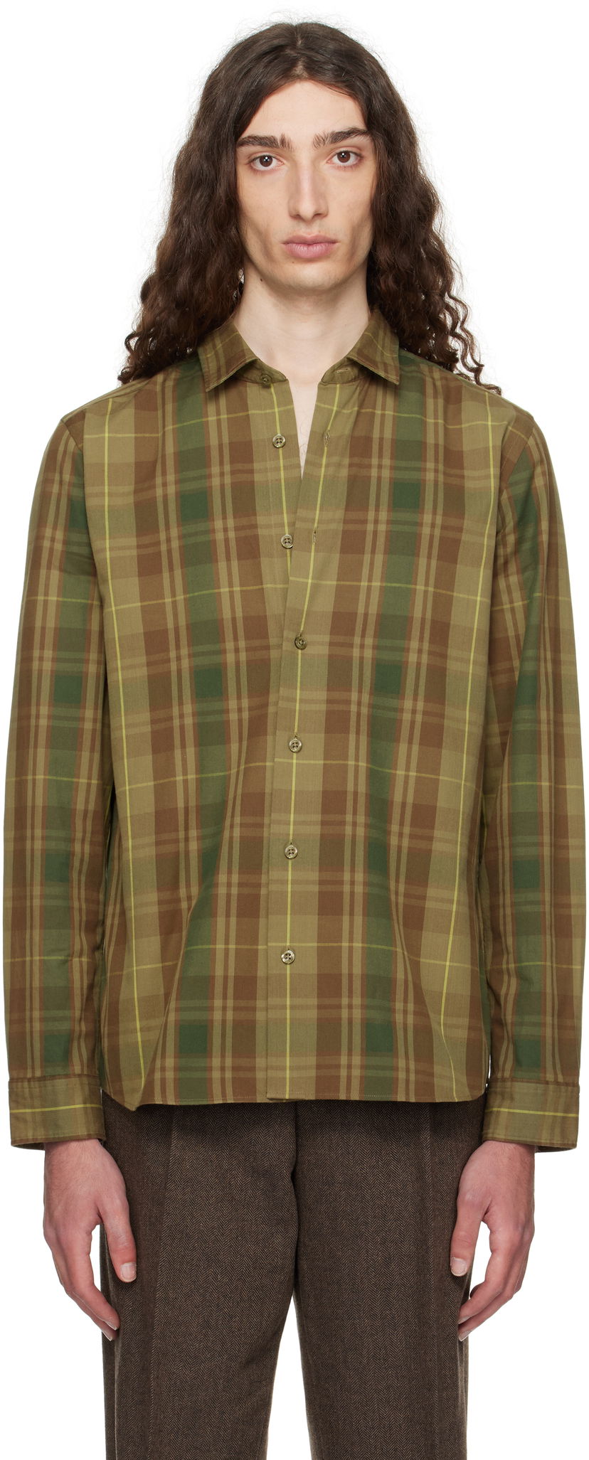 Skjorte BOSS Hugo Check Button-Down Shirt Grøn | 50545390