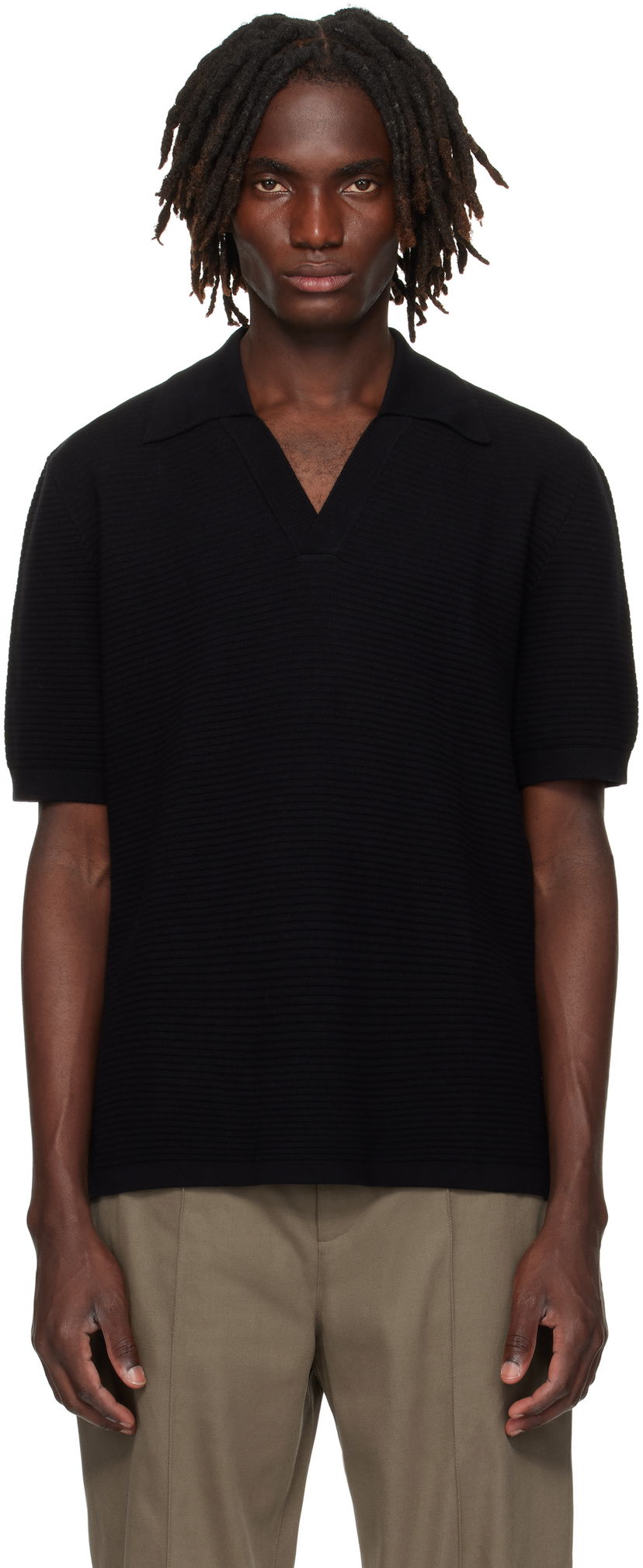 Polo skjorte A.P.C. A.P.C. Livio Knit Polo Sort | COGDK-H23413