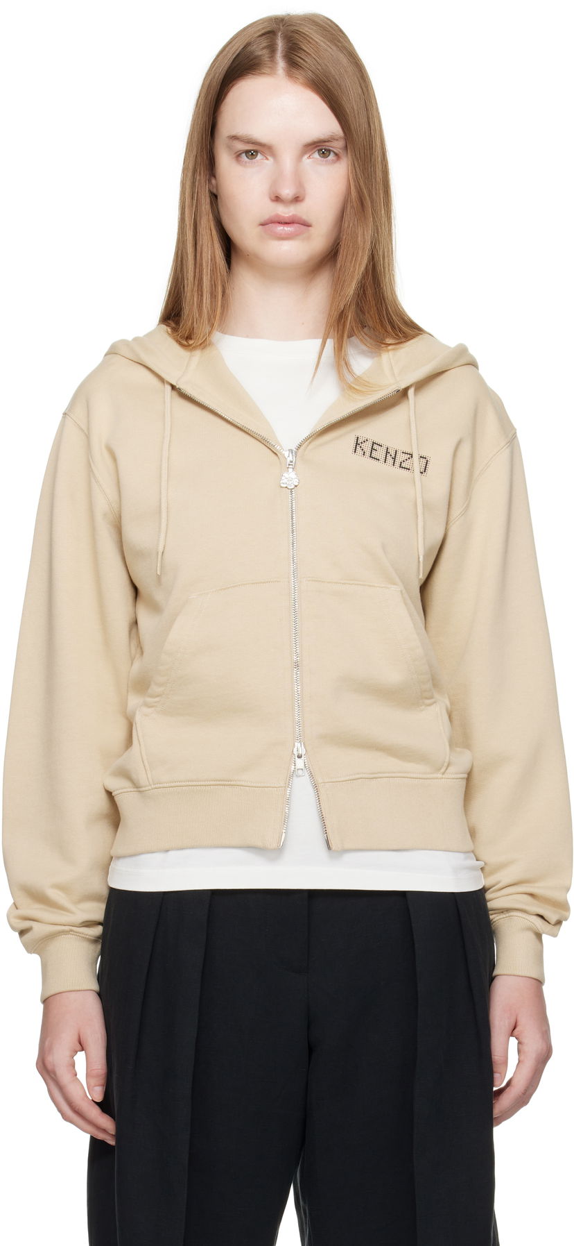 Sweatshirt KENZO Kenzo 'KENZO City' Zip-Up Hoodie Beige | FF62HO2514MF