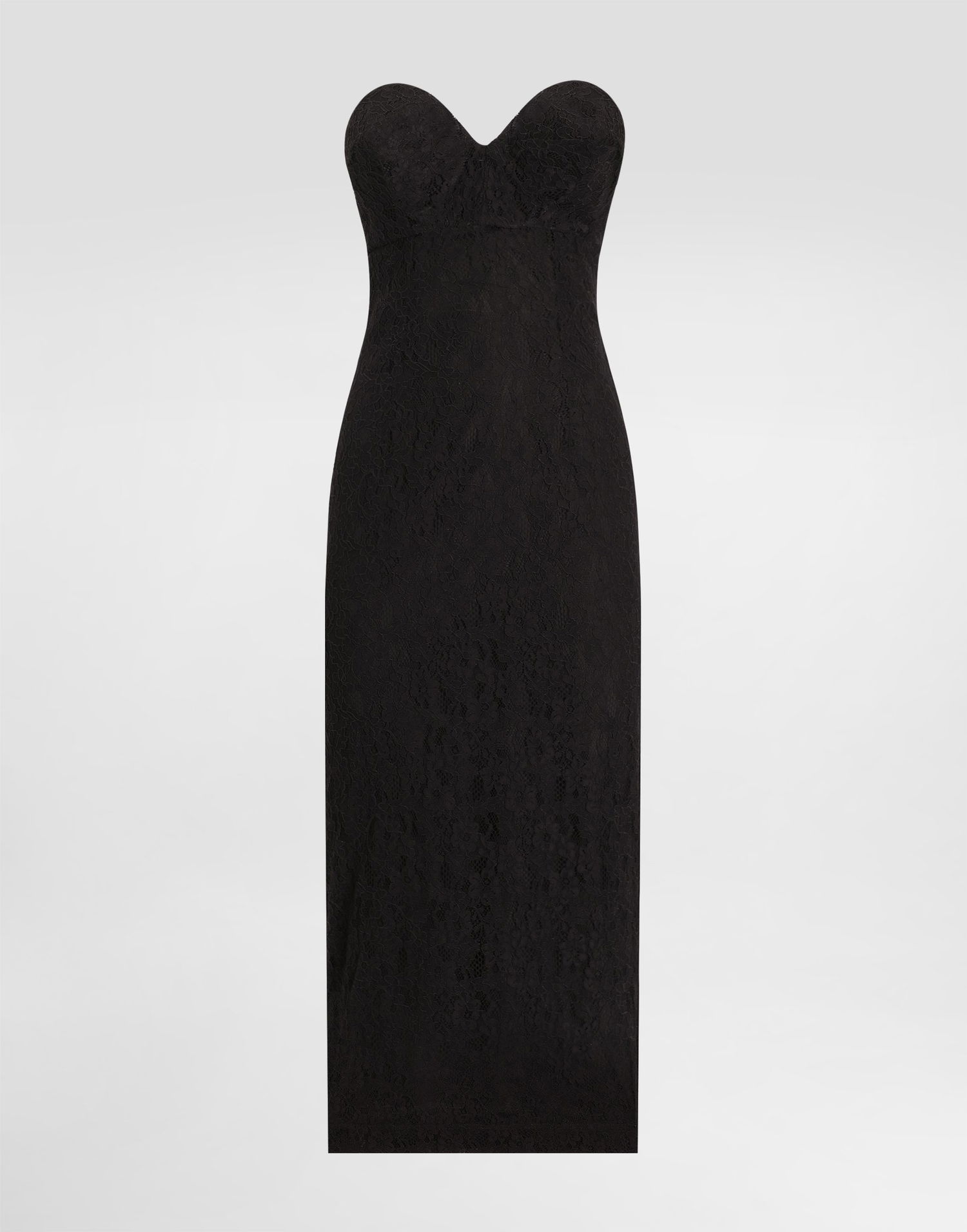 Kjole Dolce & Gabbana Dolce & Gabbana Strapless Lace Midi Dress with Conical Cups Sort | F6TROTFLUCQN0000, 0
