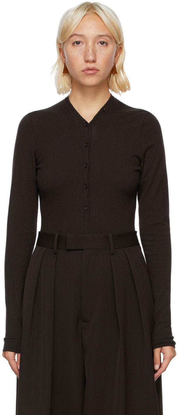 Krop Bottega Veneta Cashmere V-Neck Bodysuit Sort | 648819 VKSE0