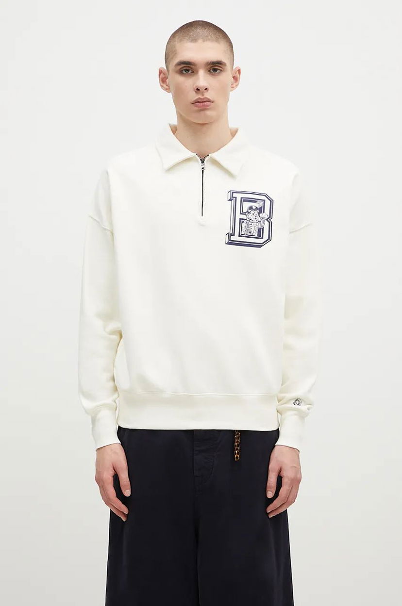 Polo skjorte BILLIONAIRE BOYS CLUB College Print Quarter Zip Sweatshirt Hvid | B24343