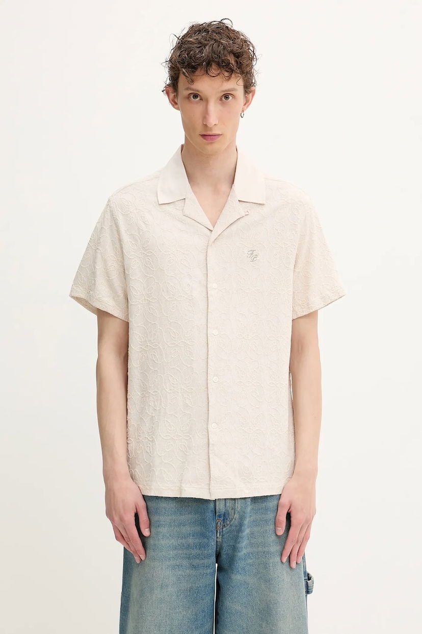 Skjorte Filling Pieces Filling Pieces Resort Linen Blend Shirt Beige | 91799809978