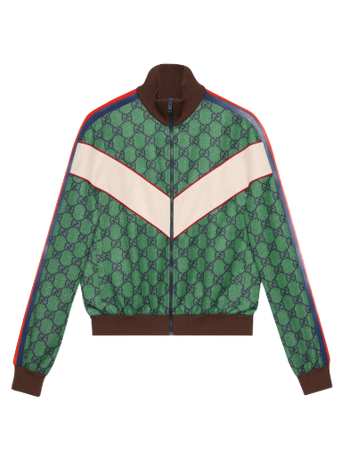 Jakke Gucci Jersey Zip Jacket With Web Grøn | 653367 XJDF0 3305
