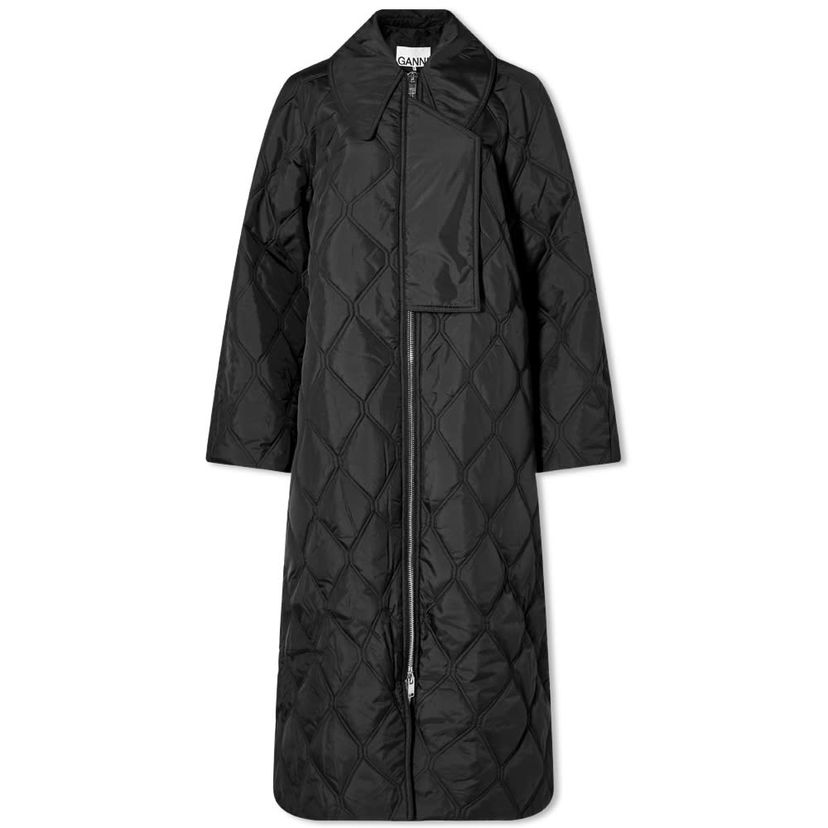 Regnfrakke GANNI GANNI Ripstop Quilted Coat Sort | F7327-099