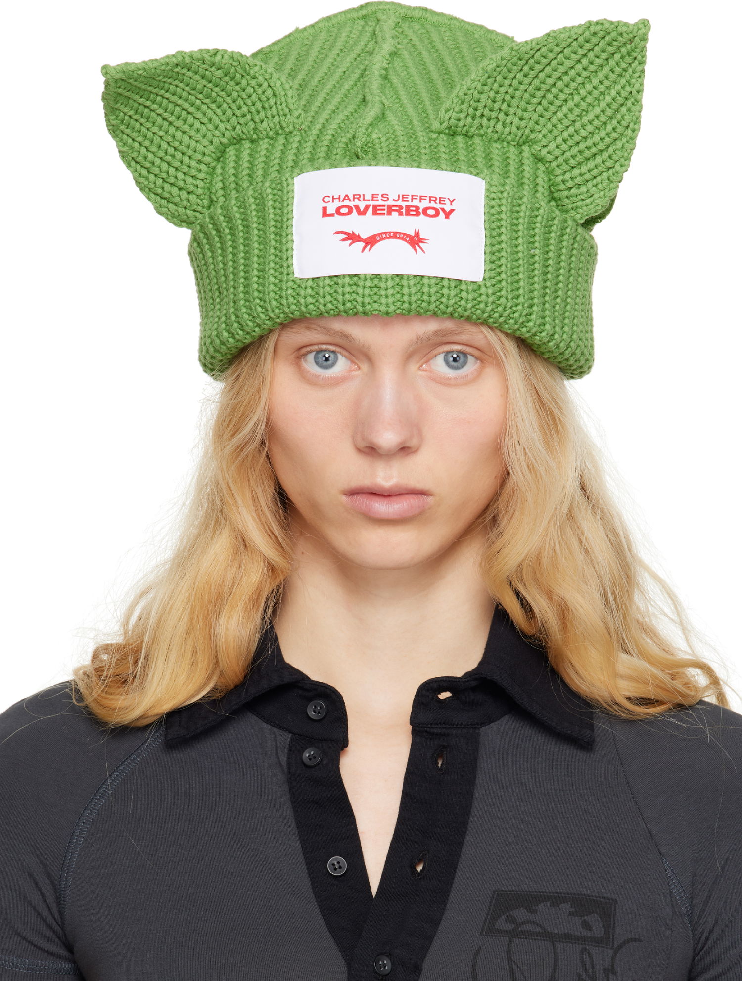 Beanie Charles Jeffrey Loverboy Charles Jeffrey LOVERBOY Chunky Knit Ears Beanie Grøn | 54130304, 0