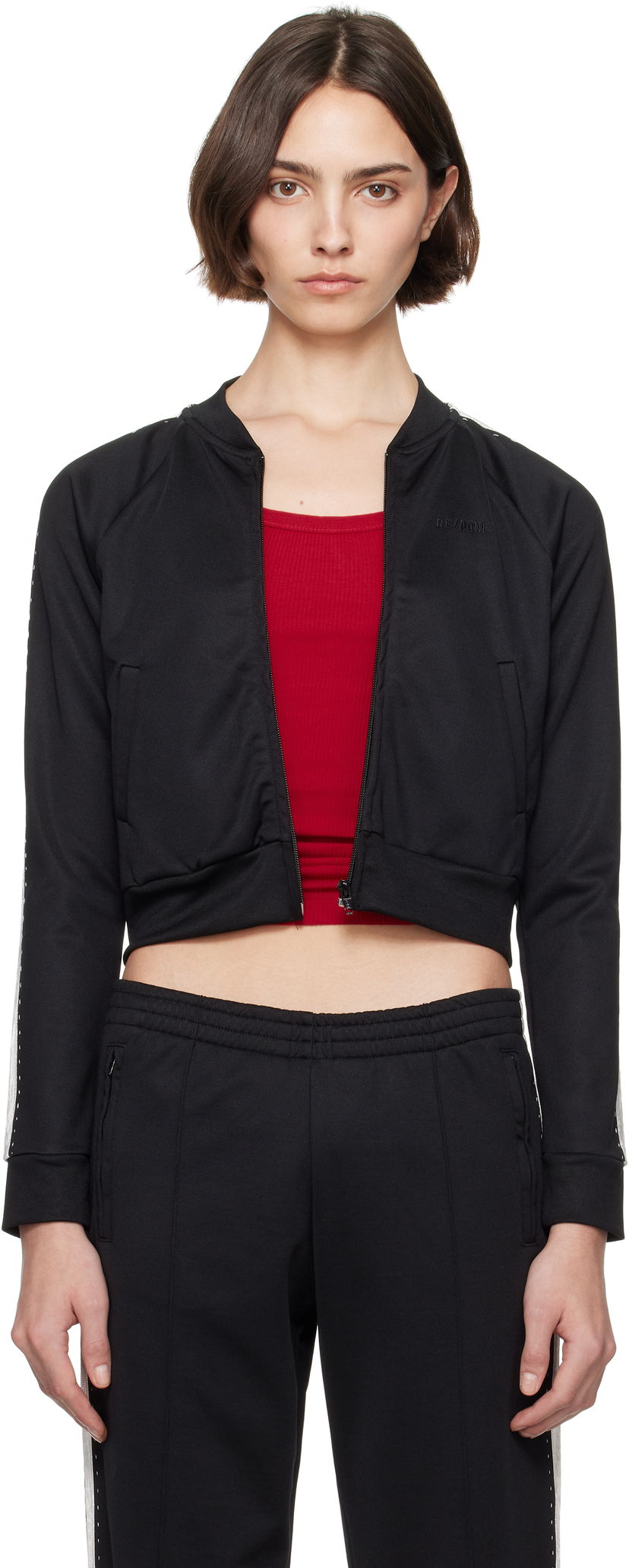 Bomberjakke RE/DONE Re/Done Sunland Cropped Track Jacket Sort | 374-06WTRKJKT