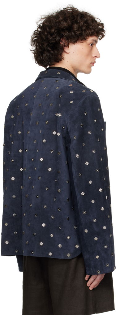 Jakke Bode Bode Clover Suede Work Shirt Blå | MRS25JA034, 2