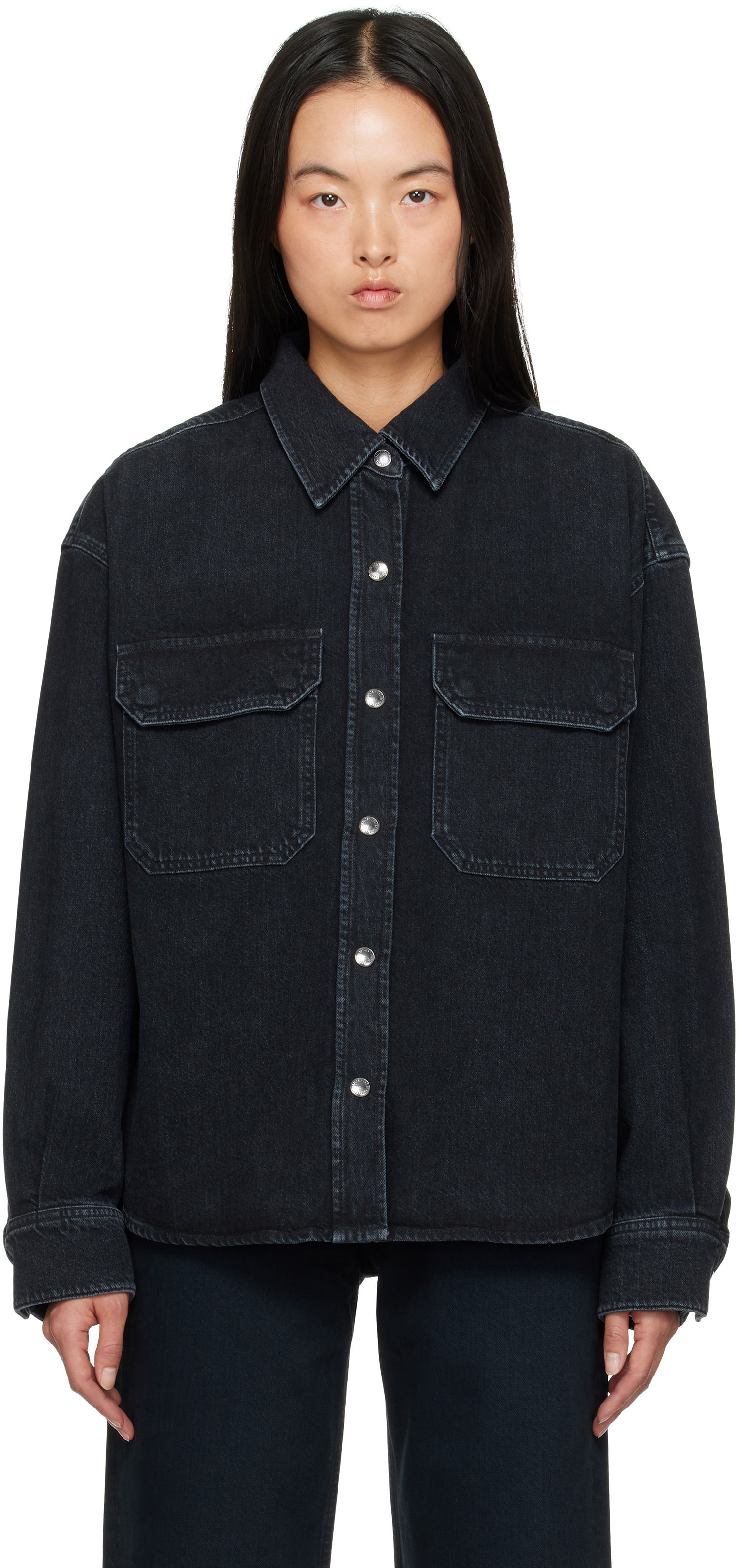 Skjorte AGOLDE Gwen Slice Denim Shirt Sort | A7299-1557, 0