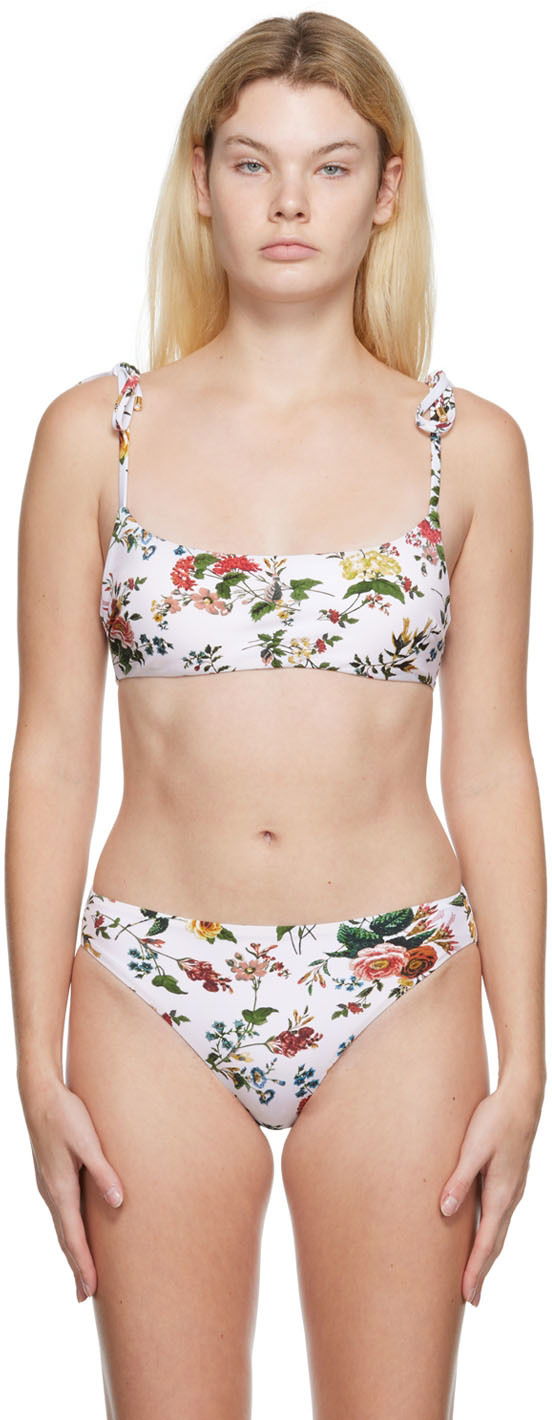 Badetøj Erdem Erdem Thea Floral Print Bikini Top Hvid | VC22_3017SWV