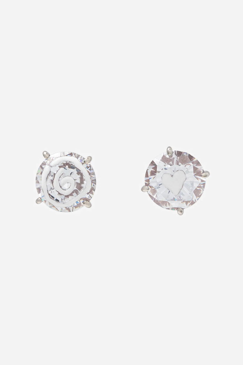 Øreringe Maison Margiela MM6 Maison Margiela Stud Earrings with Spiral and Heart Design Hvid | SM7VG0086.P8372.971