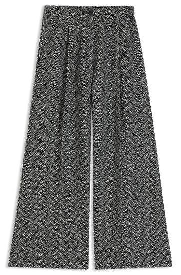 Bukser BOSS Regular-fit wide-leg trousers in herringbone tweed Grå | 50548286, 0
