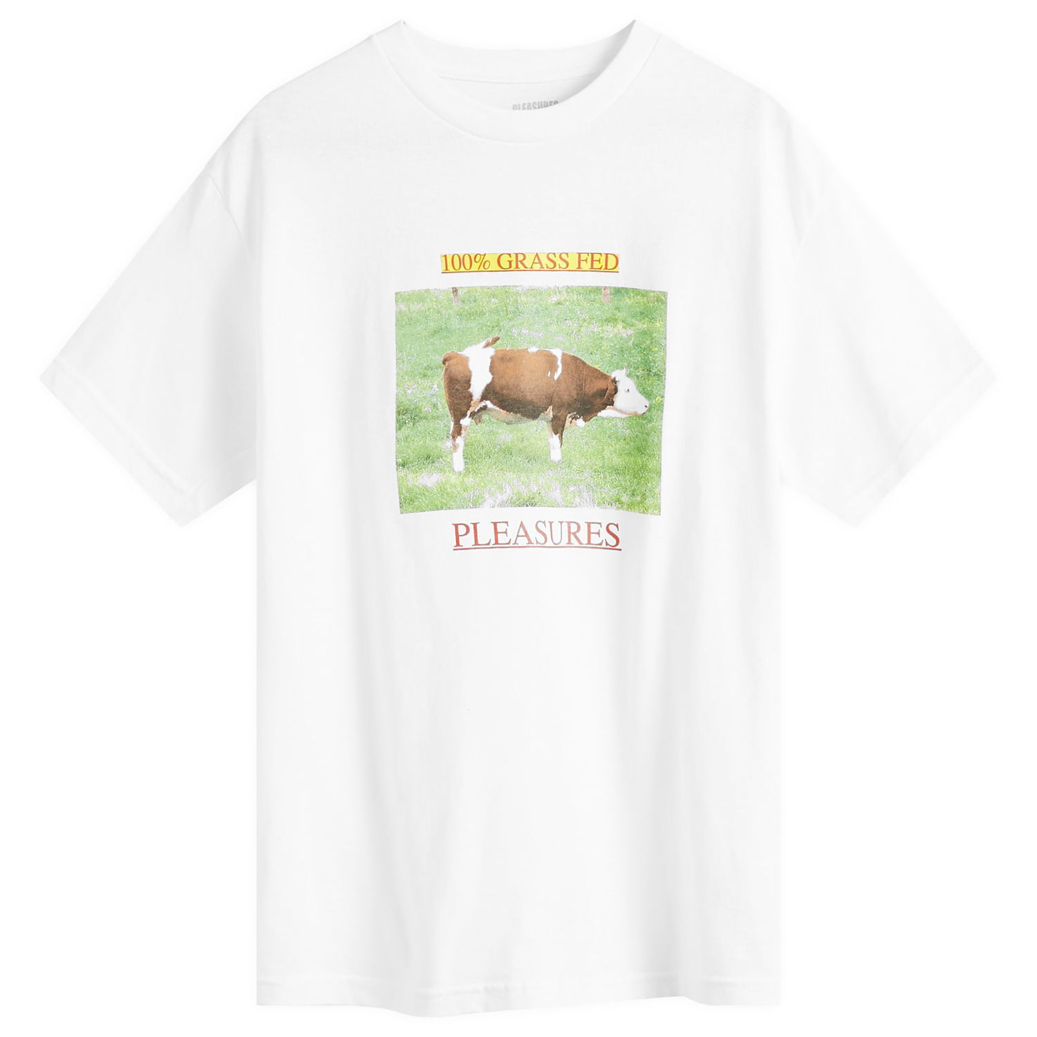 T-shirt Pleasures Pleasures Grass Fed Graphic T-Shirt Hvid | P24W042-WHITE, 1