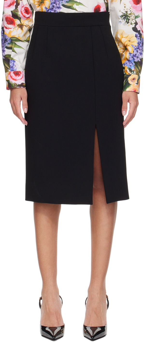 Nederdel Dolce & Gabbana Dolce&Gabbana Slit Midi Skirt Sort | F4CU7T FUBF1