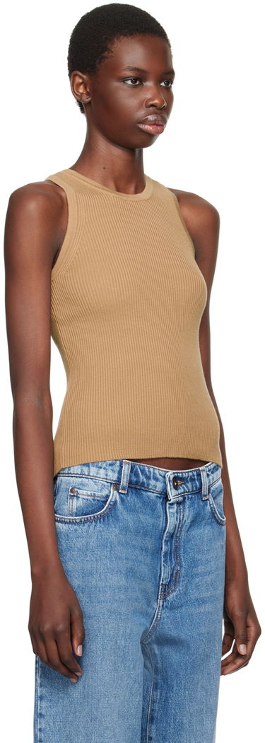 Tanktop Max Mara Ribbed Knit Tank Top Beige | 2429366081600, 4