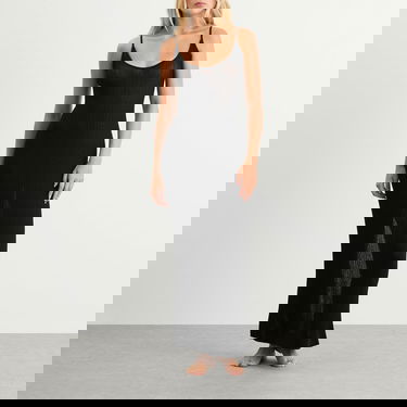 Kjole SKIMS SKIMS Sheer Knit Midi Dress, Size Large Sort | DS-DRS-8175W-ONX, 2