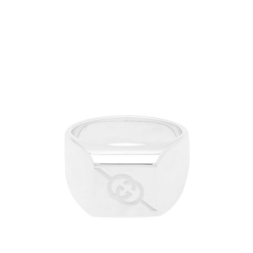 Ring Gucci Tag Square With Interlocking G Logo Signet Ring "Sterling Silver" Metalisk | YBC774046001