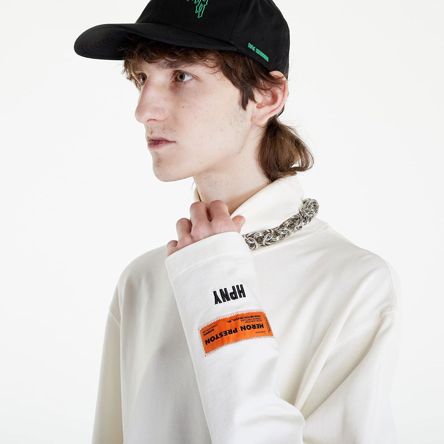 T-shirt HERON PRESTON HPNY Embroidered Rollneck Tee Hvid | HMAB027C99JER0020110, 0