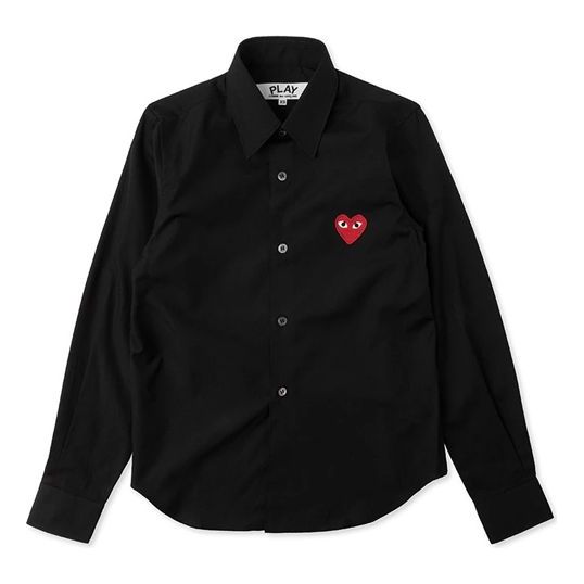 Skjorte Comme des Garçons COMME des GARCONS PLAY Long Sleeve Shirt with Red Heart Emblem Sort | AZ-B001-051-1, 0