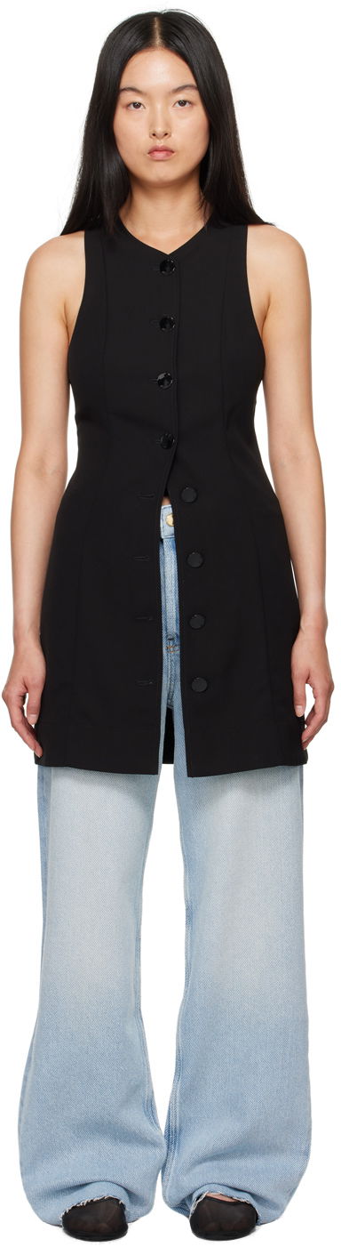Kjole GANNI Black Button Minidress Sort | F9224, 0