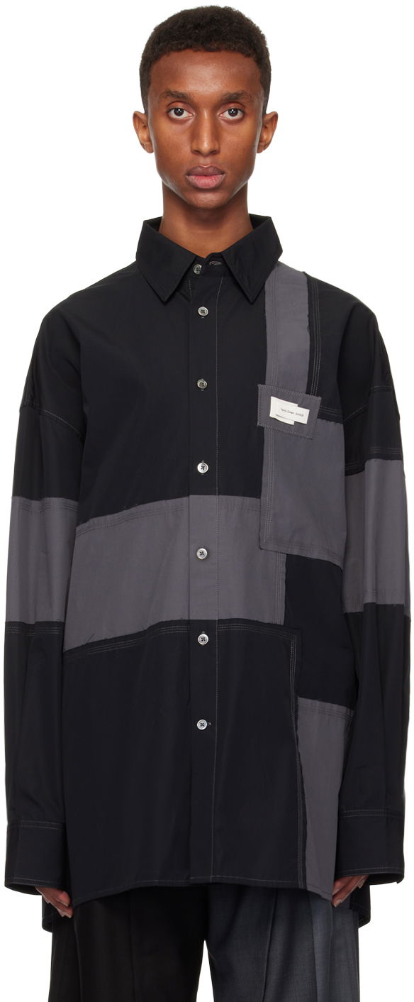 Skjorte Feng Chen Wang Feng Chen Wang Deconstructed Patchwork Shirt Sort | FMF18SR02