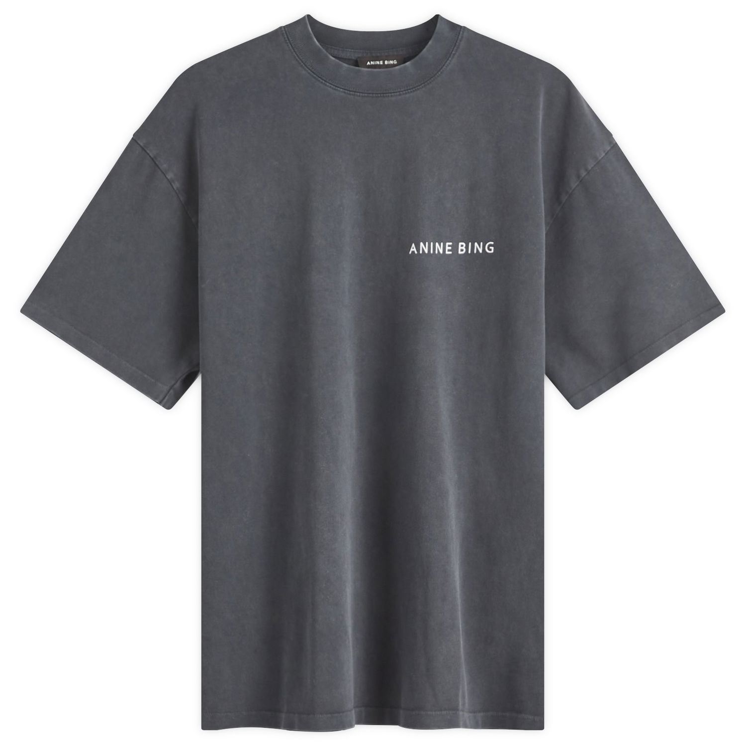 T-shirt Anine Bing Washed Black Kent T-Shirt, Size Large Grå | A-08-10519-VTG1, 0