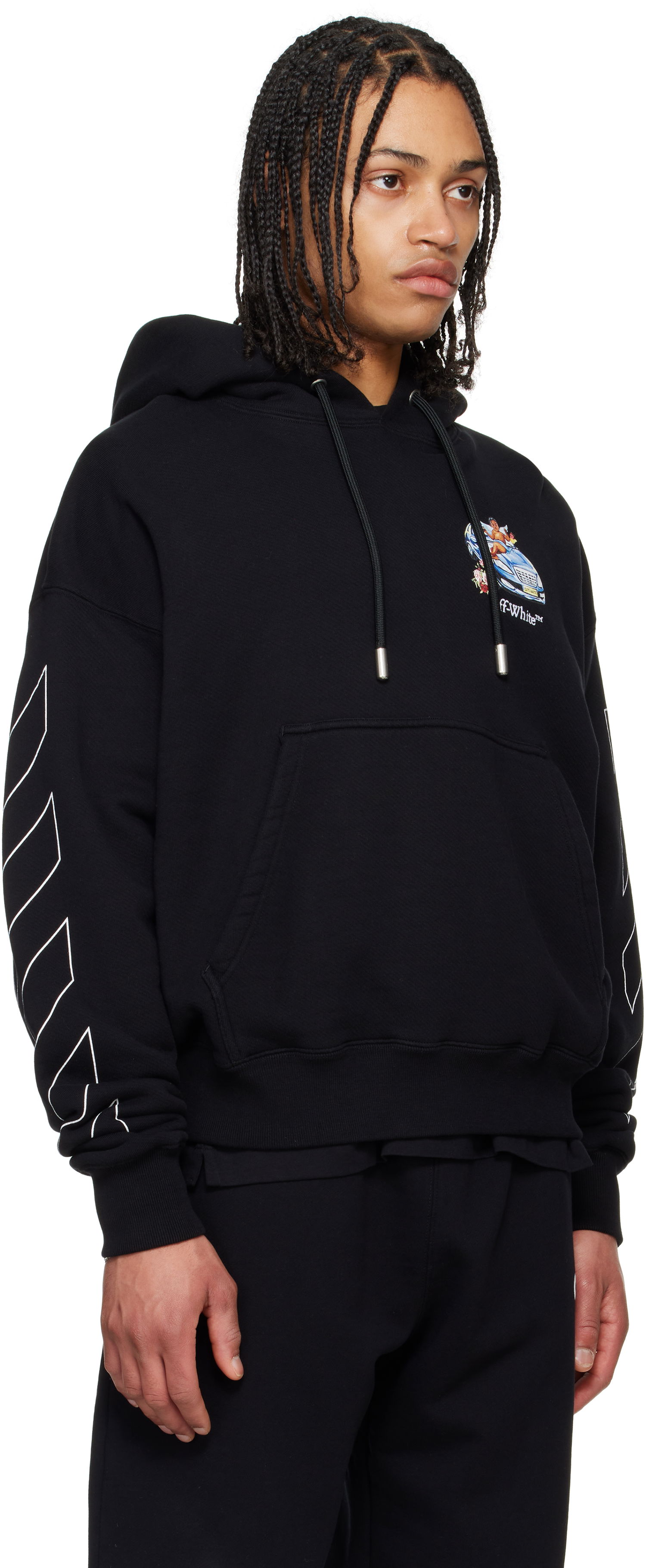 Sweatshirt Off-White Off-White Fresco Arrow Hoodie Sort | OMBB085S25FLE0051001, 1