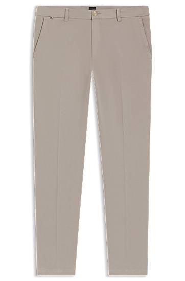 Bukser BOSS Modern-Fit Stretch Cotton Twill Trousers Beige | 50543304
