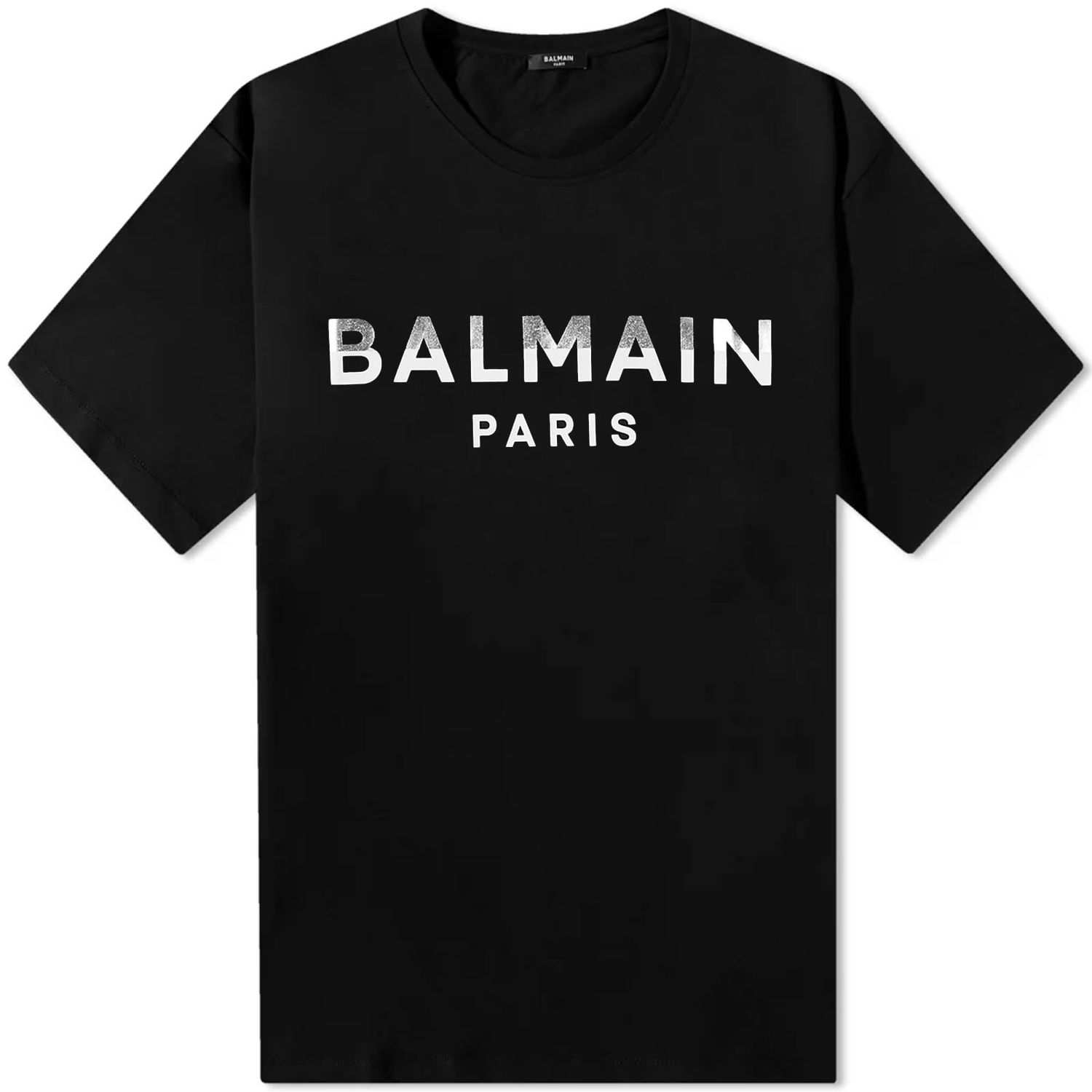 T-shirt Balmain Foil Paris Logo T-Shirt Sort | BH0EG010BC58-EHZ, 0