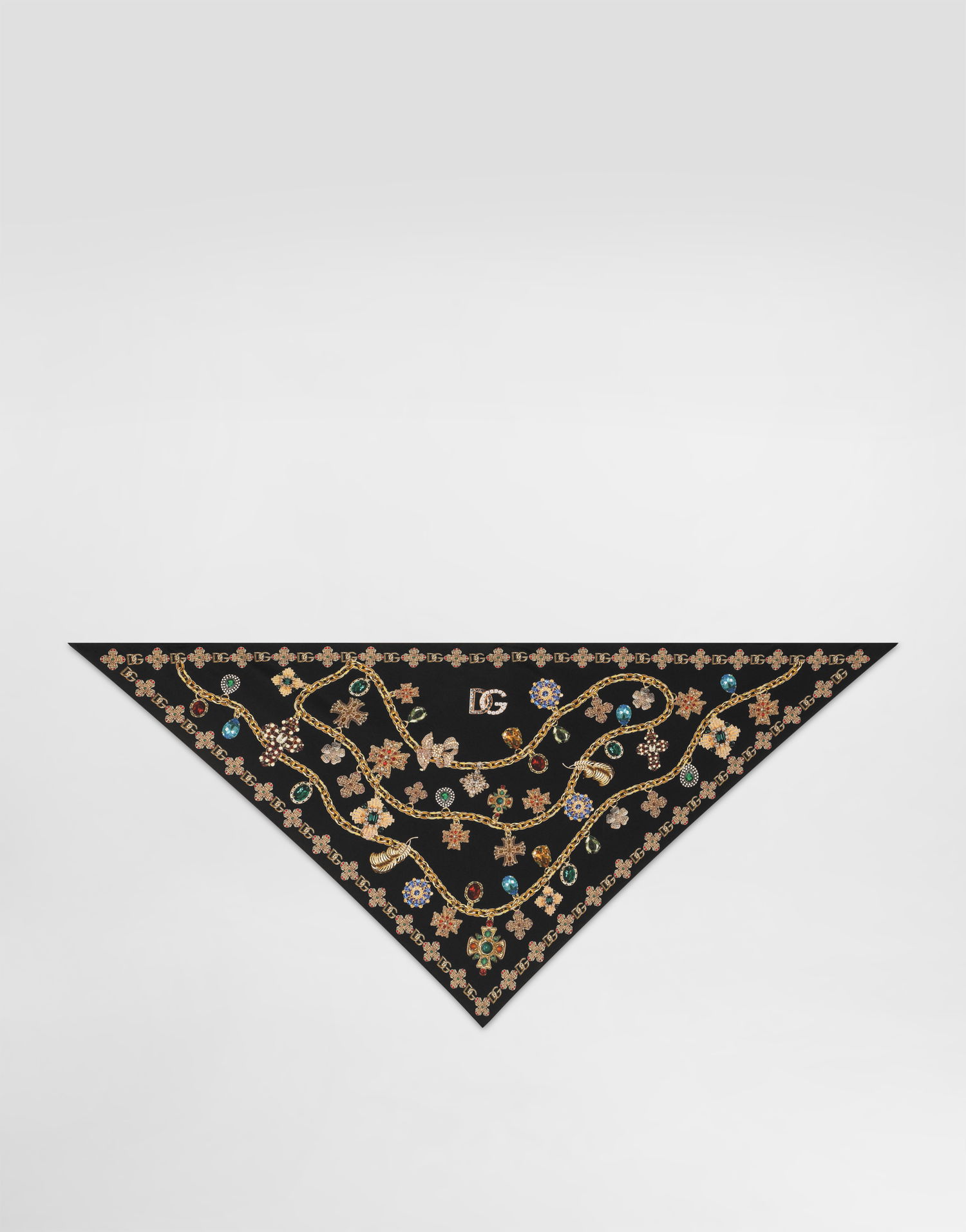 Tørklæde Dolce & Gabbana Dolce & Gabbana Silk Twill Jewelry Print Stole Sort | FS326AGDDAYHN5SB, 0