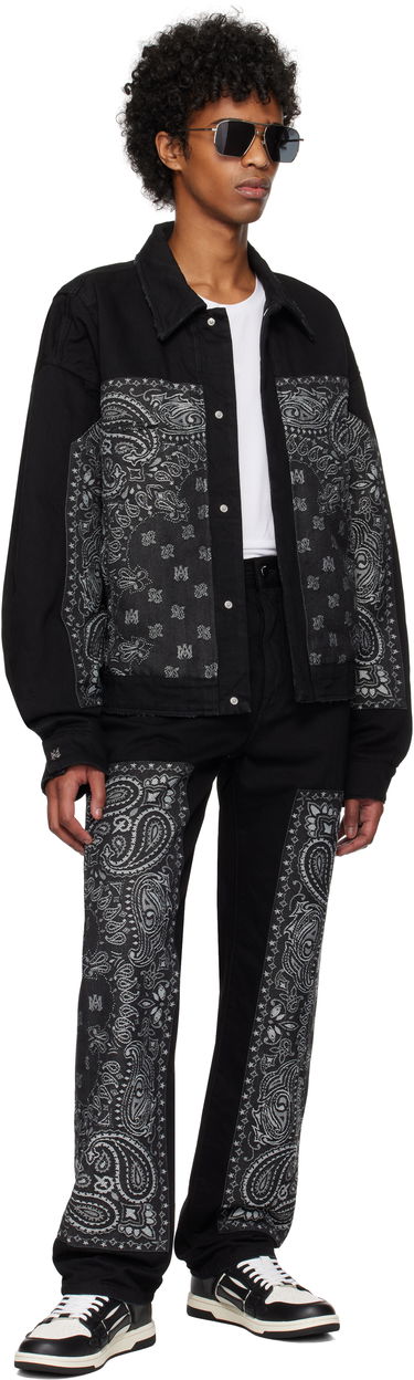 Jeans AMIRI AMIRI Bandana Jacquard Paneled Straight Jeans Sort | AMDNGH1060, 3