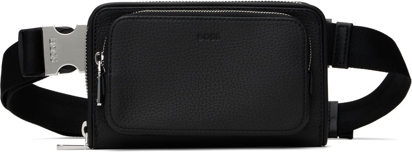 Taljetaske BOSS BOSS Pebble-Grained Leather Wallet Bag Sort | 50529286