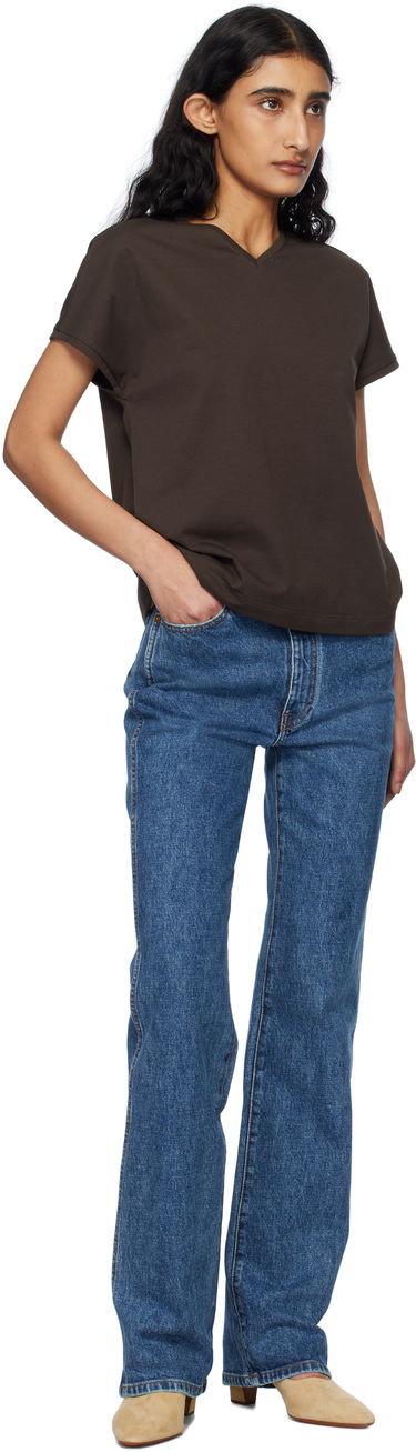 T-shirt Khaite Khaite Devra V-Neck T-Shirt Brun | 2377166, 3