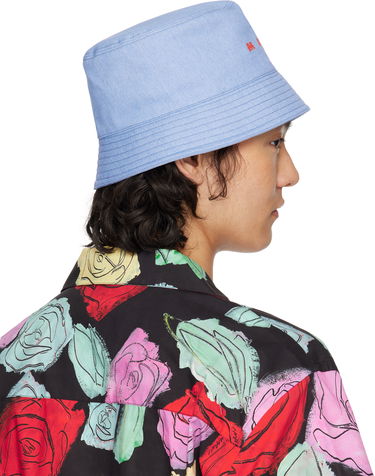 Hat Marni Marni Embroidered Logo Denim Bucket Hat Blå | CLZC0110S0 UTC476, 2