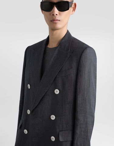 Jakke Dolce & Gabbana Dolce & Gabbana Sicilia Light Double-breasted Linen Canvas Jacket Grå | G2QS7TFU4MFN9833, 3