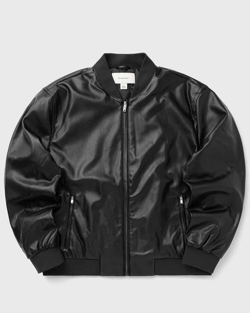 Bomberjakke CALVIN KLEIN D6 Faux Leather Bomber Jacket Sort | LV04RC407GUB1