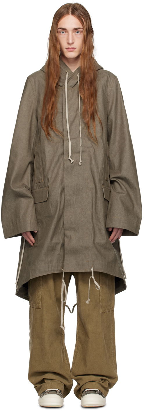 Frakker Rick Owens DRKSHDW Fishtail Coat Beige | DL02C3990 DJP, 0