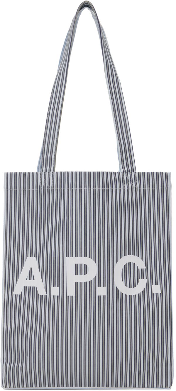 Tøj A.P.C. Blue & White Lou Tote Grå | COHDO-M61442