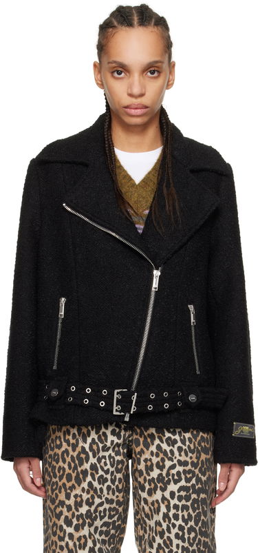 Jakke GANNI GANNI Textured Boucle Wool Jacket Sort | W0026, 0
