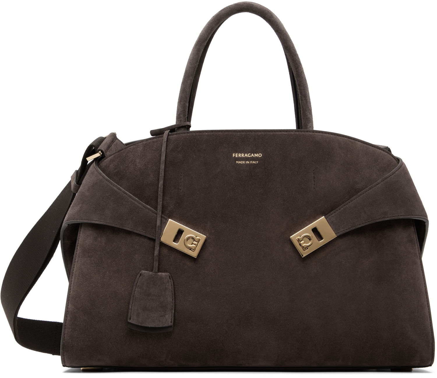 Håndtaske FERRAGAMO Ferragamo Hug L Suede Satchel Grå | 779241, 0