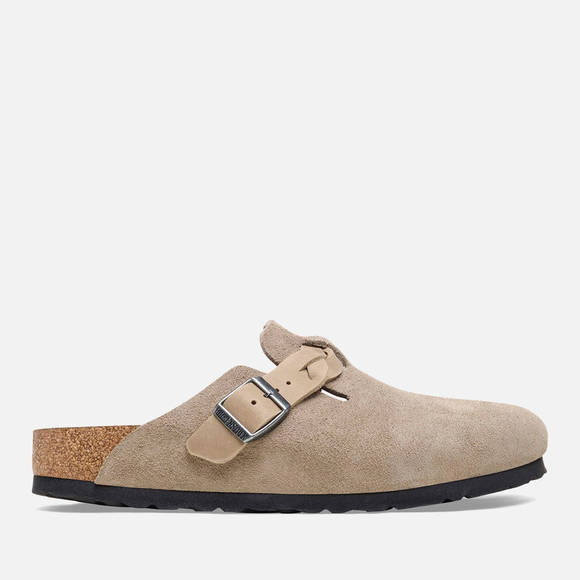 Sneakers og sko Birkenstock Boston Slim Fit Suede Braided Mules Taupe Beige | 1026694