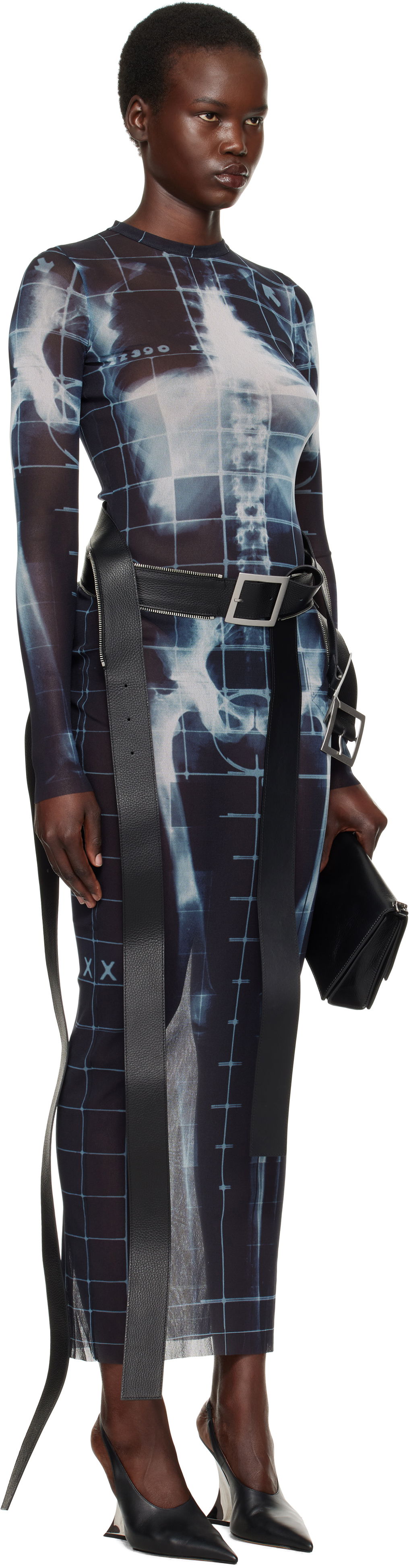 Kjole Jean Paul Gaultier Jean Paul Gaultier 'The Squeletor' Mesh Maxi Dress Blå | 25/33-F-RO309-T580-005956, 1