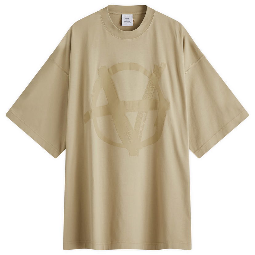 T-shirt VETEMENTS Vetements Double Anarchy Oversized T-Shirt, Size Large Beige | UA66TR655T