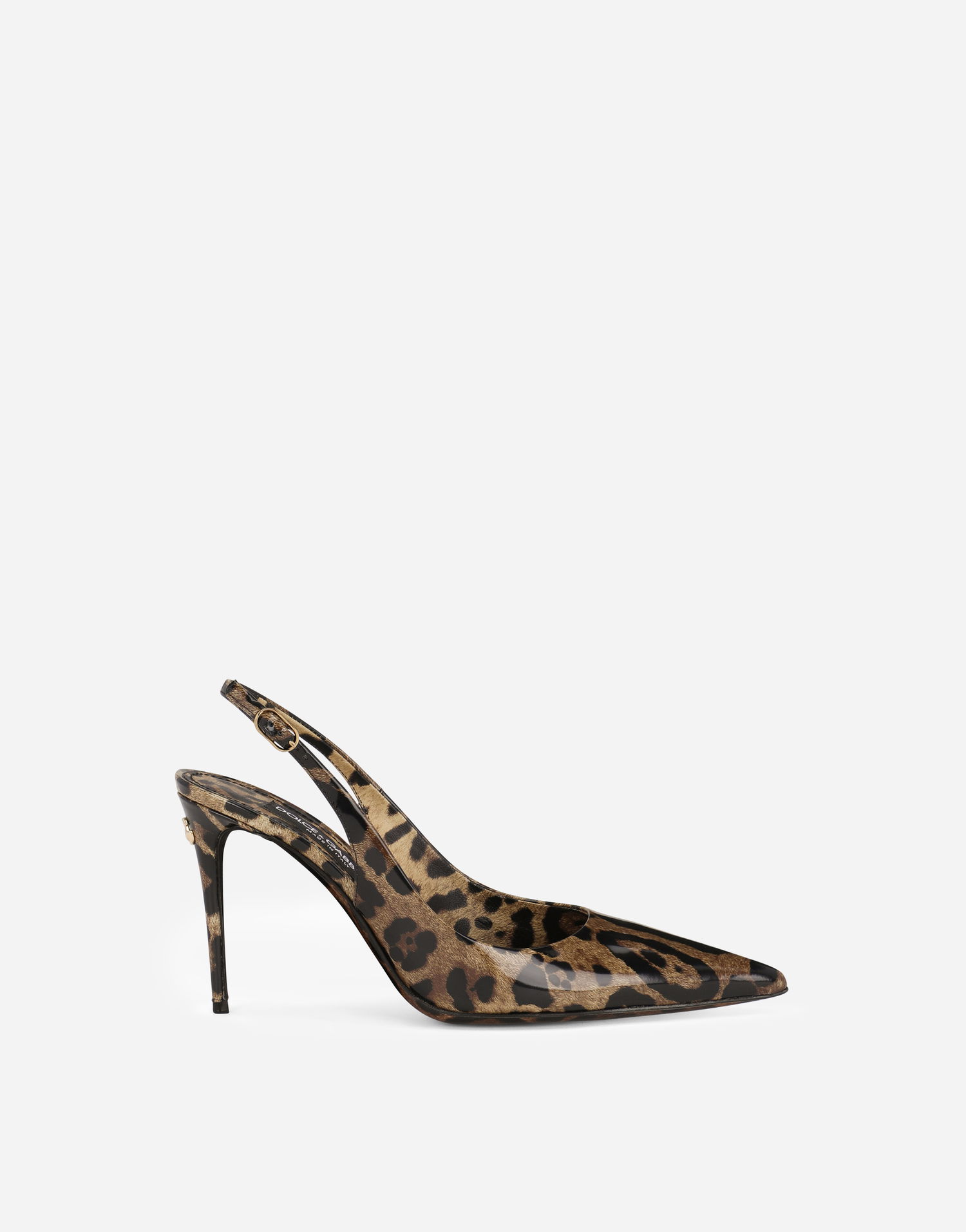 Sneakers og sko Dolce & Gabbana Polished Calfskin Leopard Print Slingbacks Brun | CG0621AM568HA93M, 0